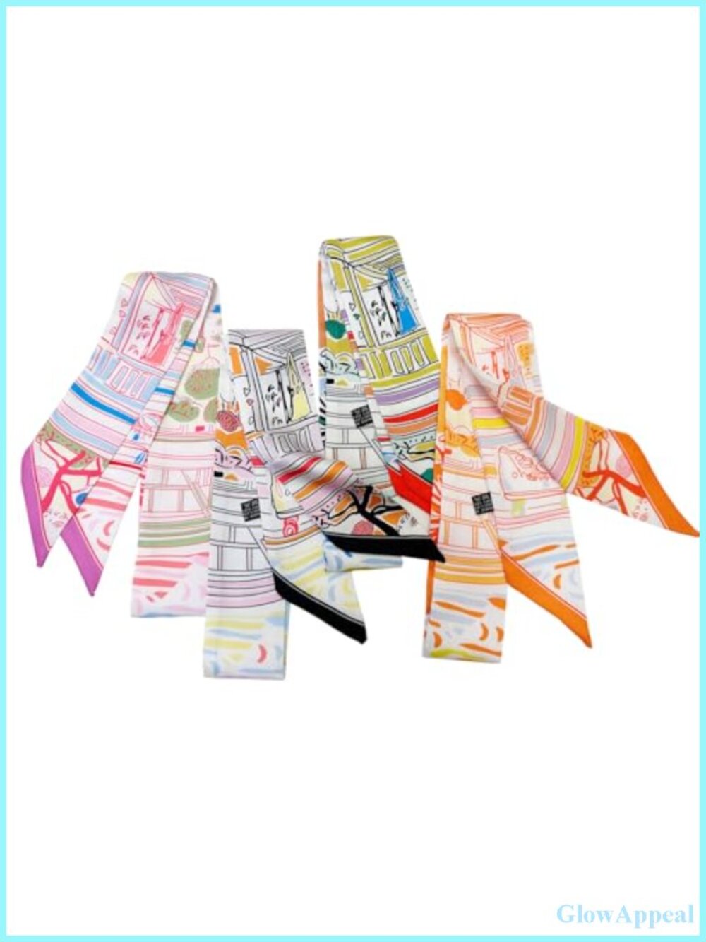 4pcs Purse Scarf Silk Hair Scarf Skinny Scarf for Women Handbag Accessories